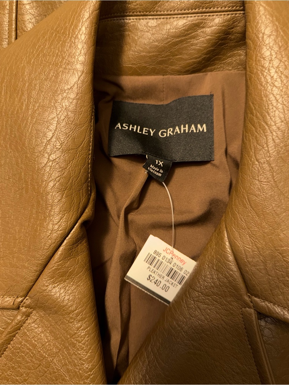 Ashley Graham Faux Leather Coat - Earth Tone - Picture 7 of 9